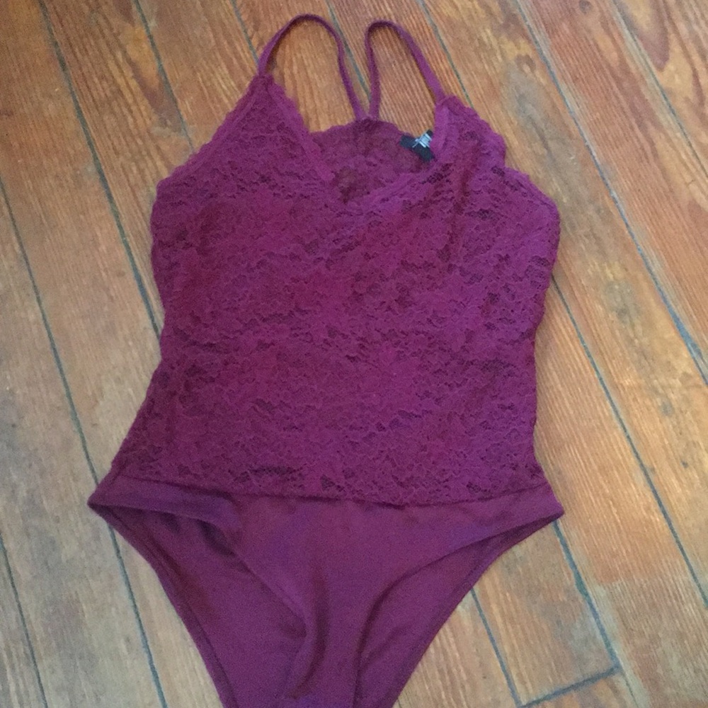 Pretty burgundy lace bodysuit